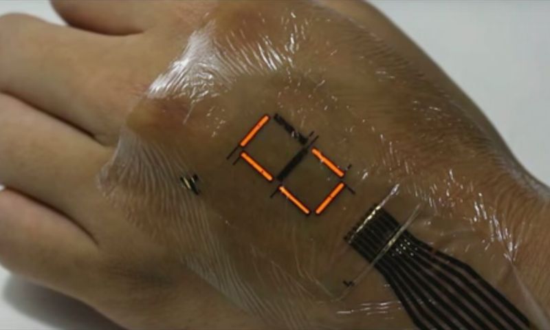 Ultradunne e-skin: een beeldschermpje op je huid