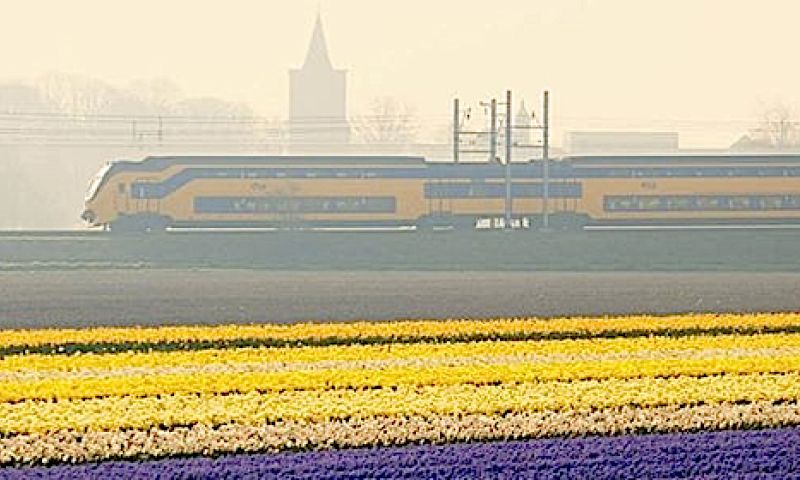 Gele trein ziet groen