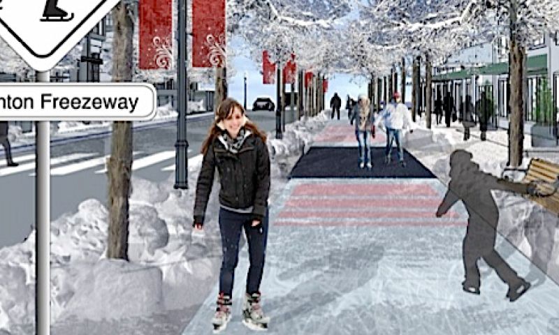 Schaatsend door de stad: Edmonton werkt aan ijspad van 10 km