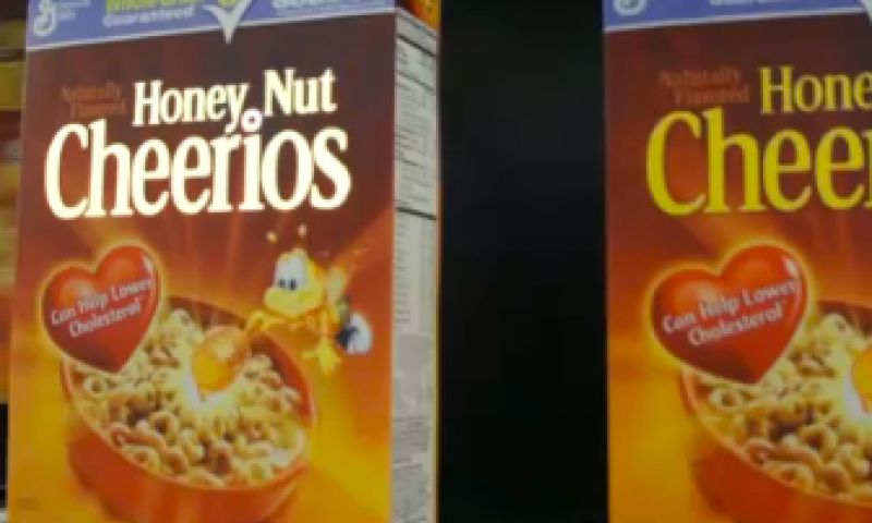 Een knipperend pak cornflakes