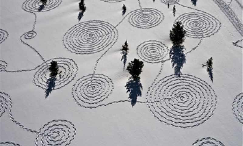 Graancirkels in de sneeuw