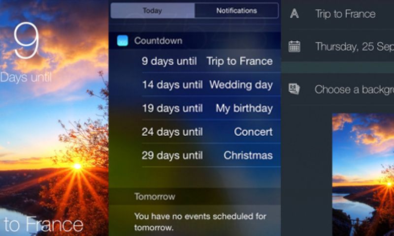 App: Countdown in berichtencentrum van je iPhone