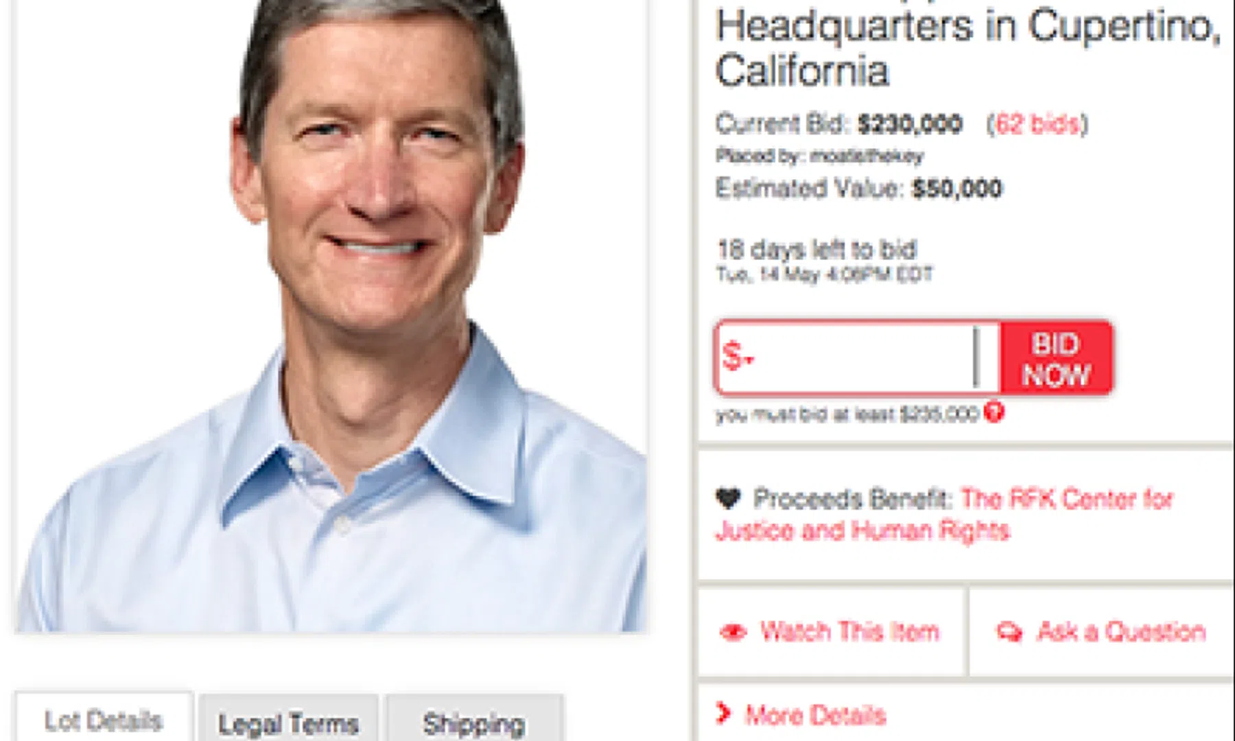 Een paar ton voor een uurtje met Tim Cook