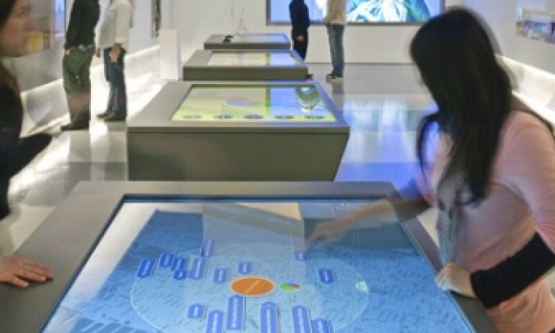 Touchtafels en videomuur voor toeristen in NY