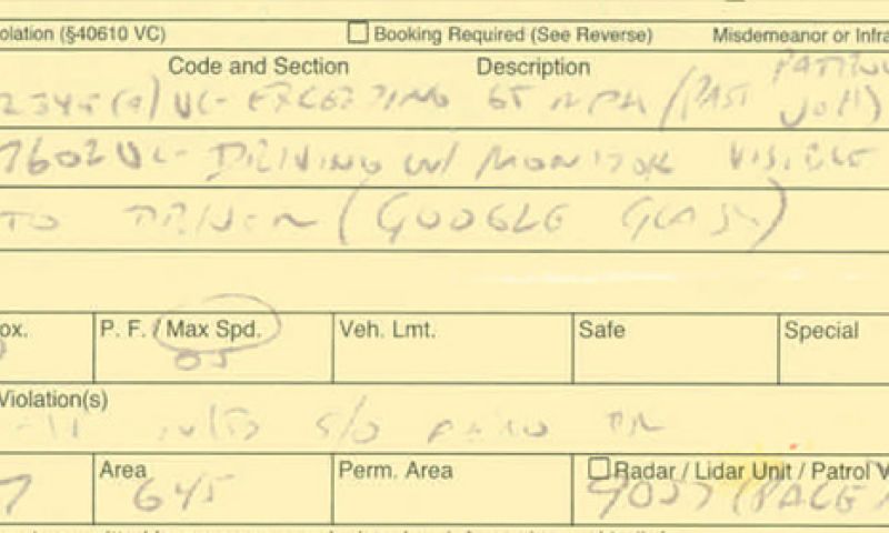 Eerste boete voor rijden met Google Glass op