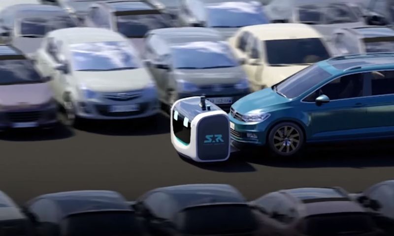 Robots parkeren auto's parkeren op vliegveld londen Gatwick london