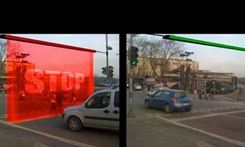 In de herhaling: lasermuur vervangt verkeerslicht