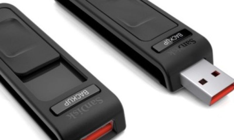 Usb-stick met backupknop voor luiaards