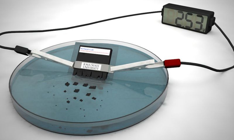 Deze batterij lost na een half uur op in water