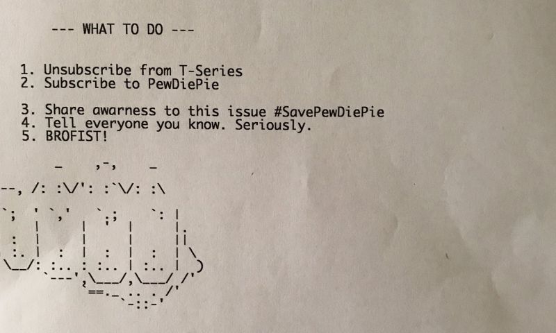 50.000 printers gehackt om Pewdiepie te helpen