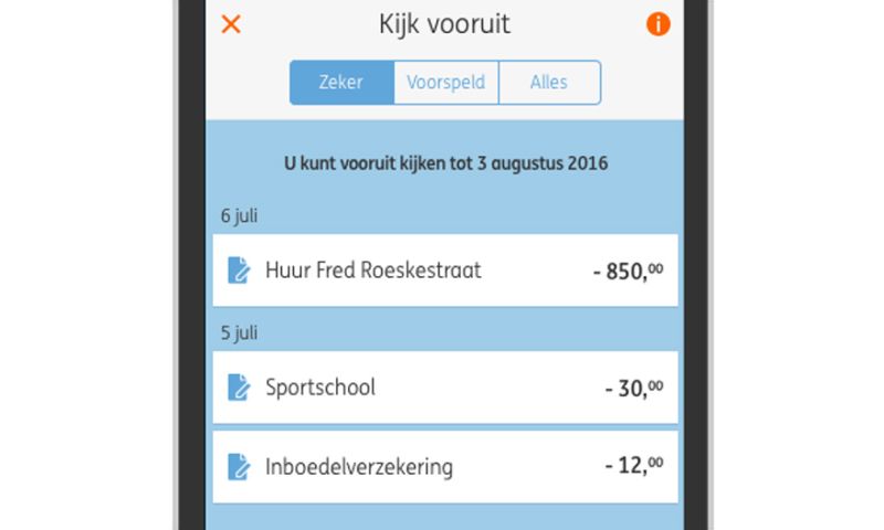Nieuwe functie in ING-app voorspelt uitgaven