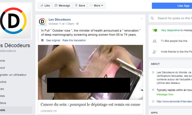 Facebook censureert krantenfoto mammografie