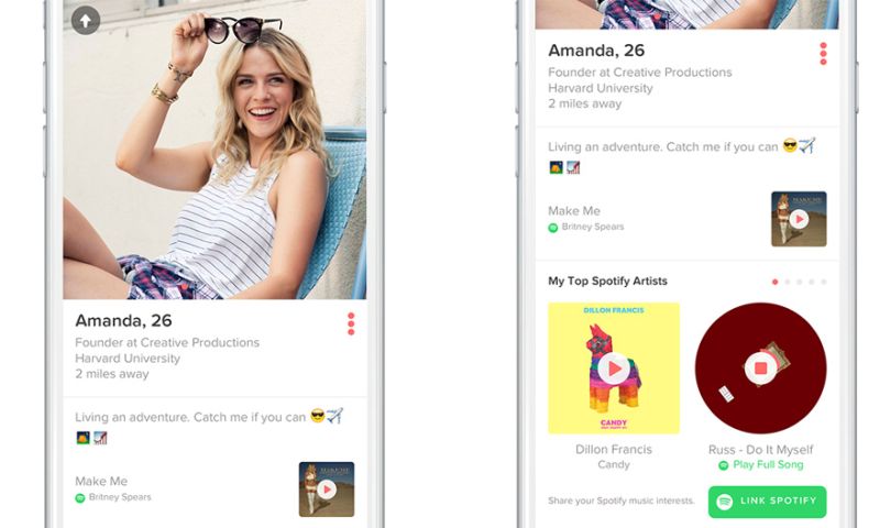 Tinder werkt samen met Spotify: matchen op muzieksmaak