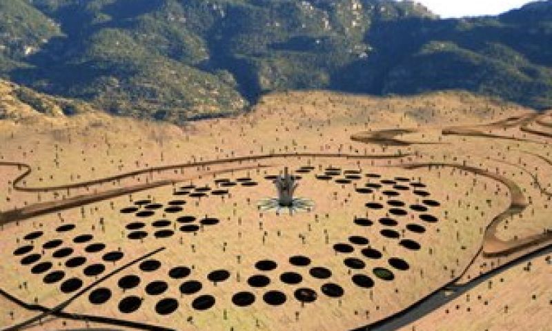 Van mijn naar omgekeerde wolkenkrabber