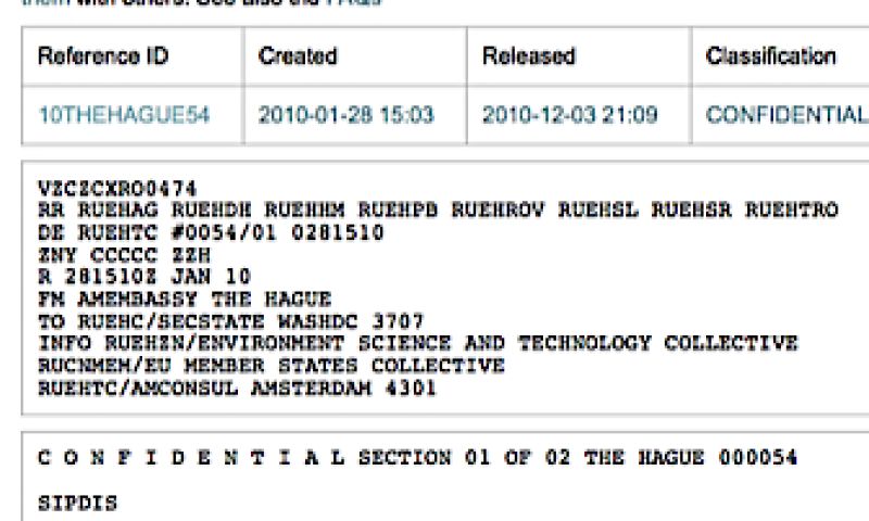 Haags document op WikiLeaks
