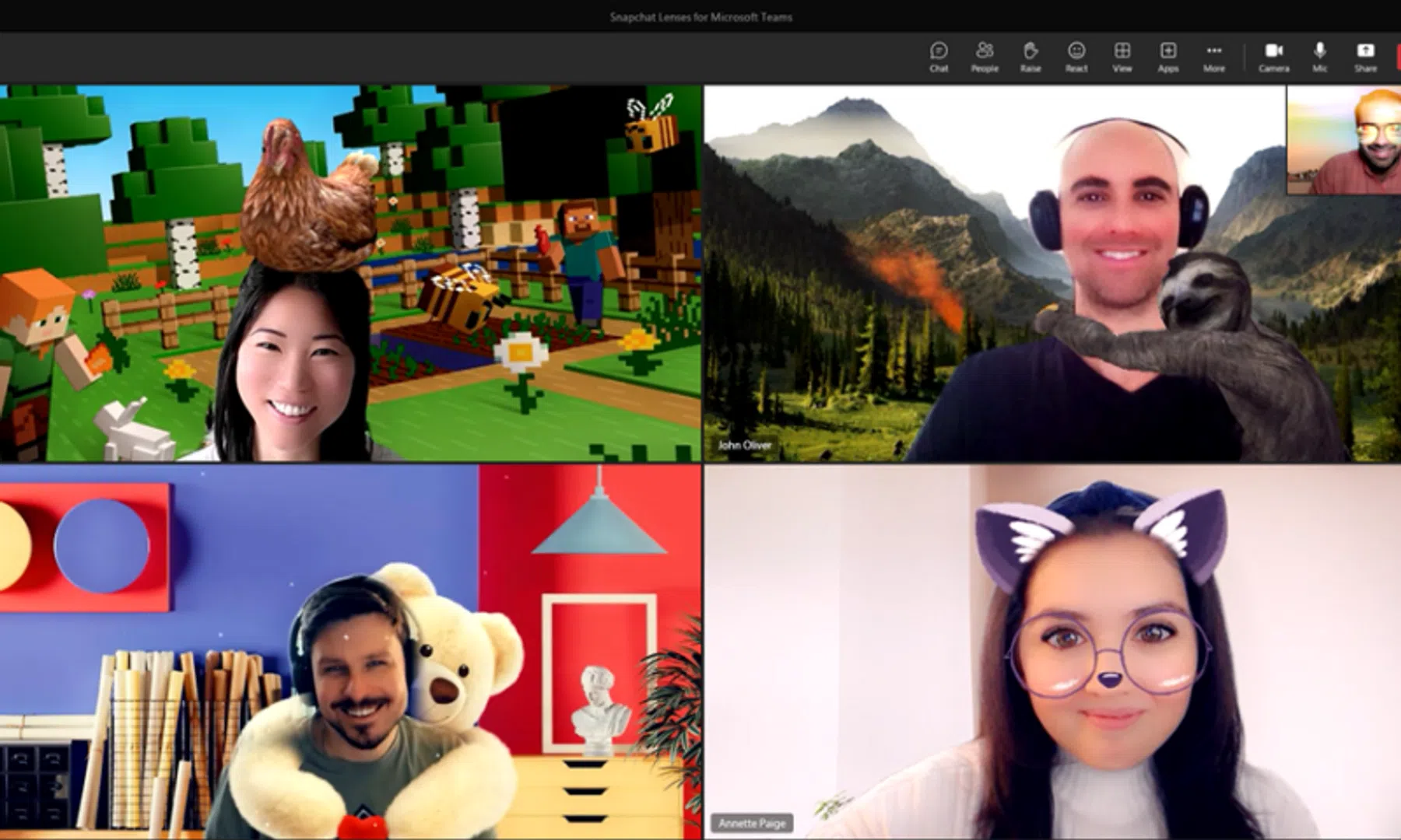 Microsoft voegt Snapchat-lenzen toe aan Teams