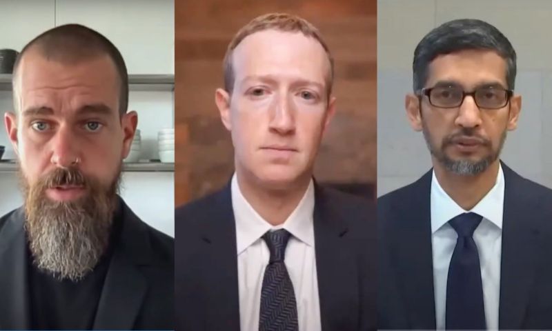 facebook twitter google hoorzitting nepnieuws congres bestorming capitool zuckerberg dorsey pichai
