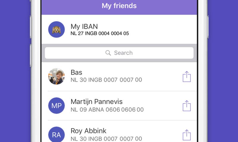 App toont IBAN-codes van contactpersonen: makkelijker betalen