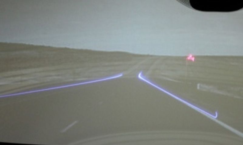 Lichtgevende wegbelijning op je voorruit