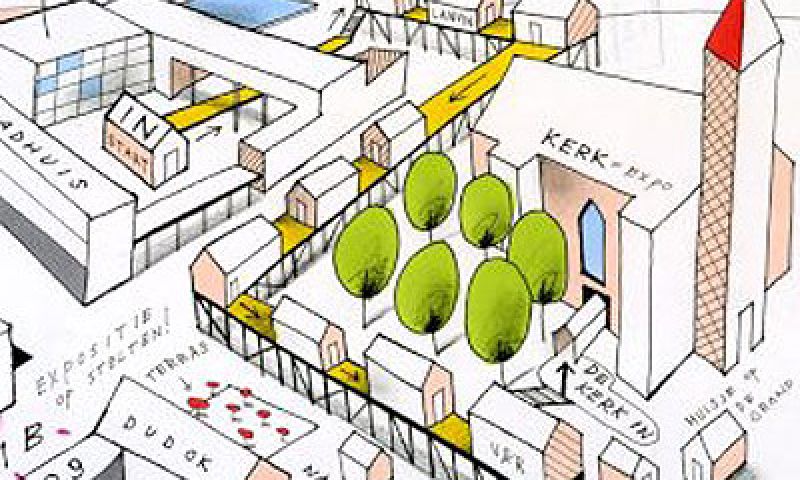 Een catwalk door de stad