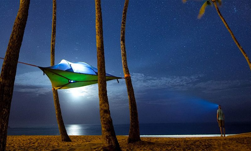 Opvouwbare boomhut met drie ophangpunten