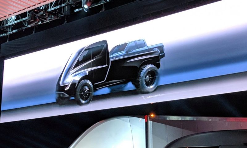 Tesla Cybertruck pick up truck presentatie model y vrachtwagen