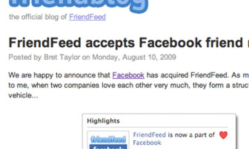 Facebook neemt Friendfeed over voor real-time updates
