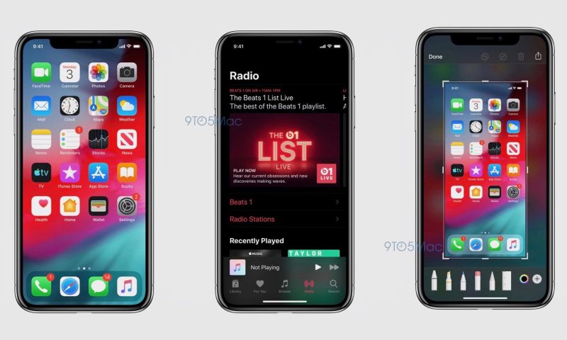 Donkere modus iOS 13 te zien op screenshots