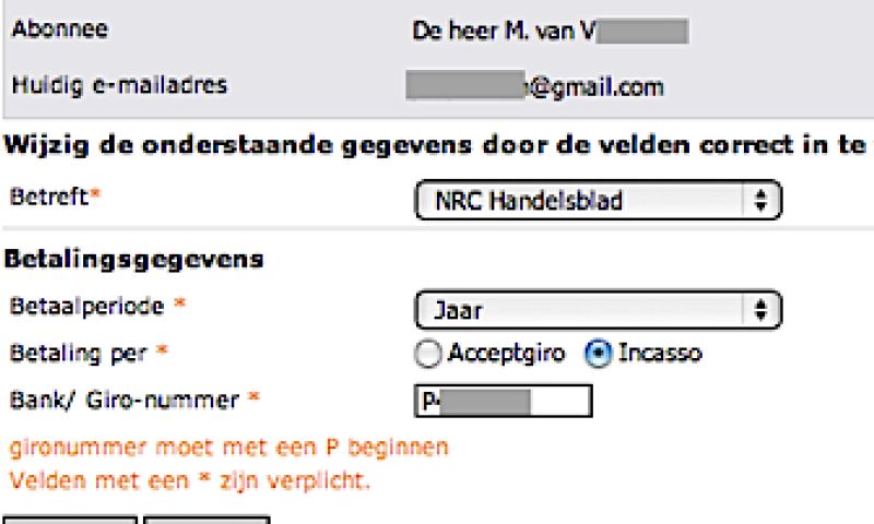 Abonneedatabase NRC op tilt