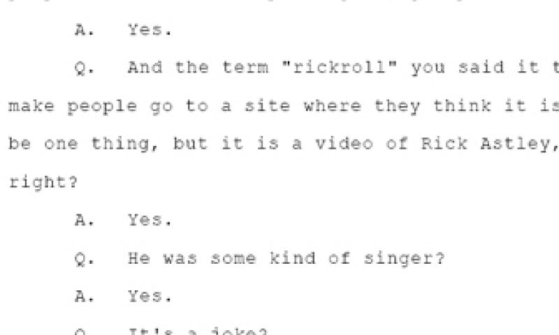 Amerikaanse Justitie wil weten wat Rickrolling is