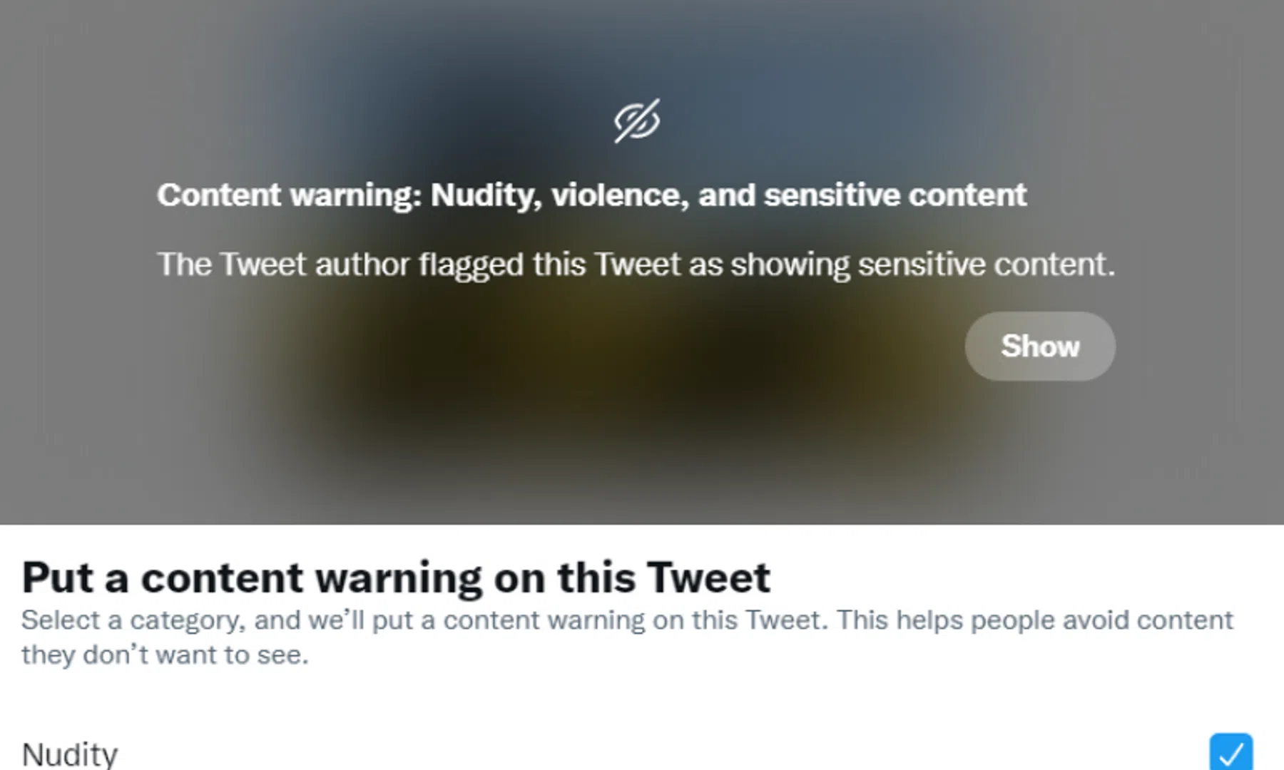 Twitter content warning inhoud censureren