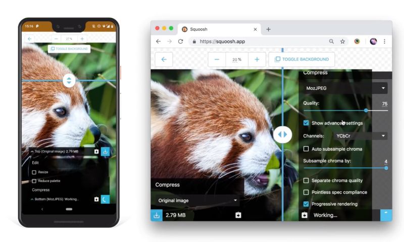 google foto's kleiner squoosh