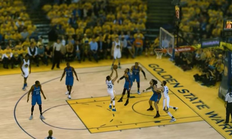 Video: NBA-held Stephen Curry scoort in 360 graden