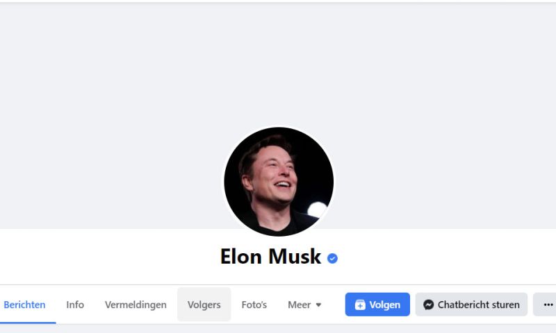 Fanpagina Elon Musk Facebook geverifieerd