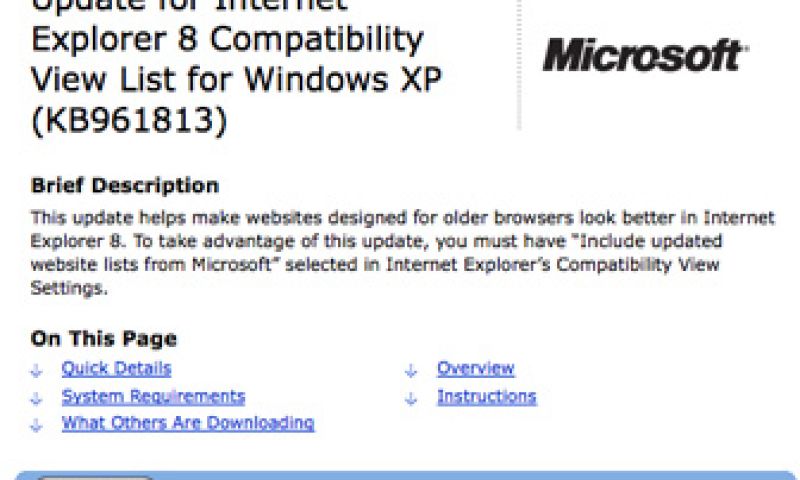 Microsoft.com lust IE8 niet