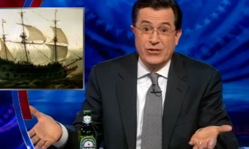 Stephen Colbert veegt vloer aan met Heineken