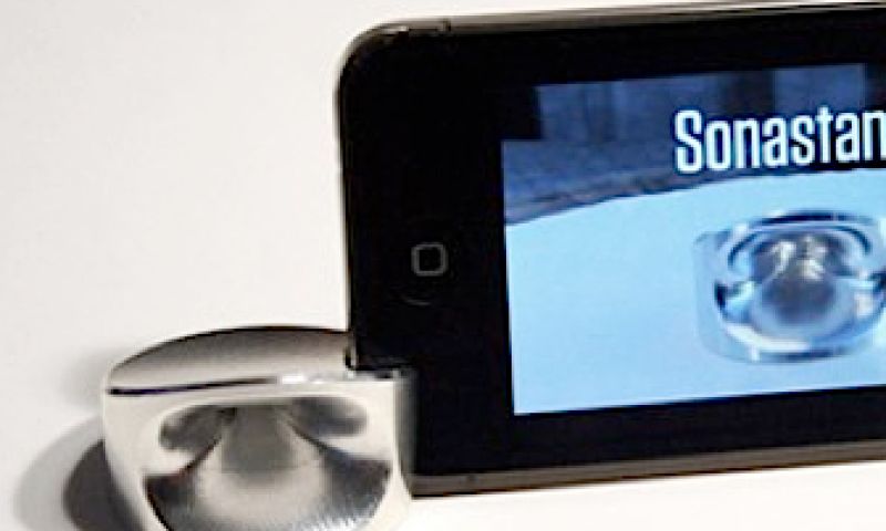 Sonastand steunt iPhone en versterkt geluid