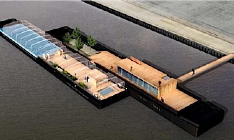 Drijvend zwembad in Rotterdam