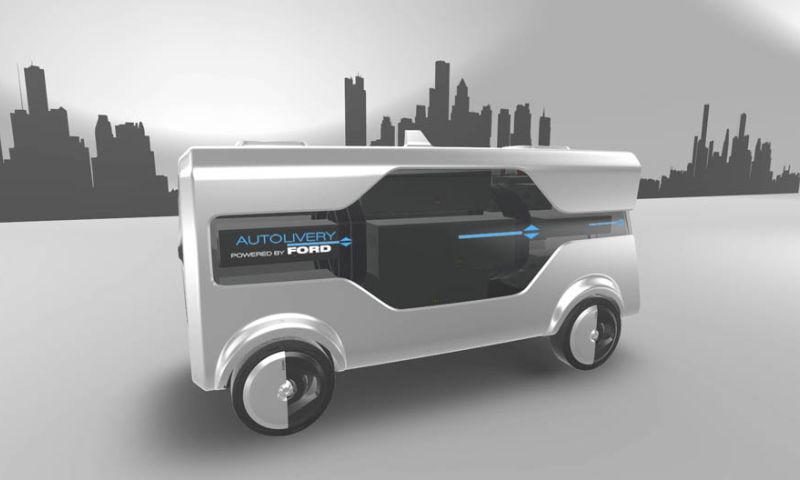 Ford-concept: bezorgdrones uit zelfrijdende busjes