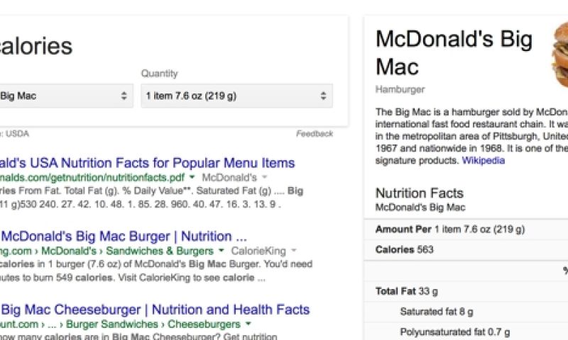 Google vertelt nu hoeveel calorieën er in je fastfood zitten