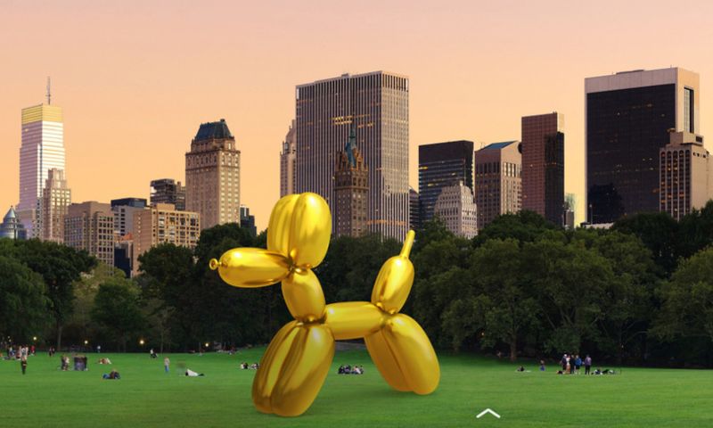 Augmented reality-kunst van Jeff Koons in Snapchat