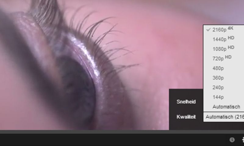 YouTube voegt 4k toe als kwaliteitskeuze