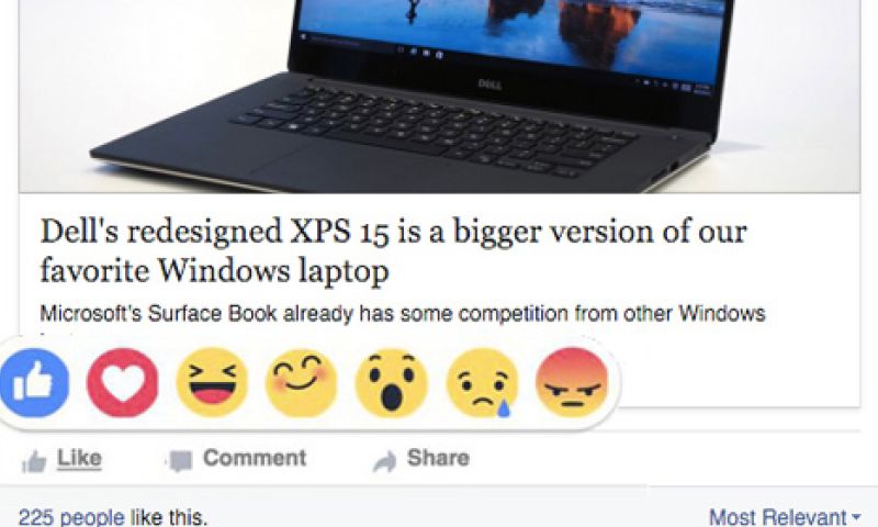 'Facebook breidt like-knop uit met emoji's'