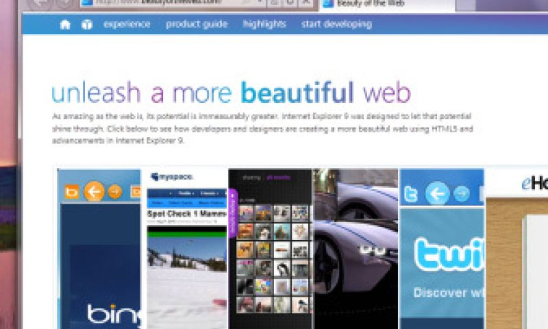 IE9 maakt meer ruimte voor sites