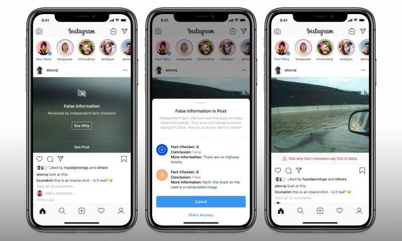 Instagram verbergt nepnieuws, politici uitgezonderd