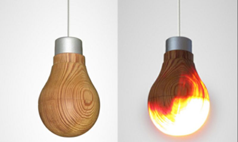 Een gloeilamp van hout