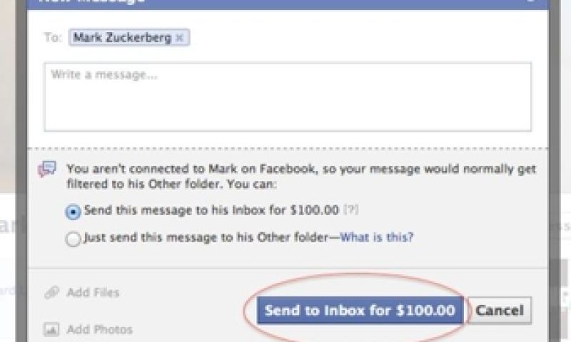Facebook test betalen voor versturen berichten
