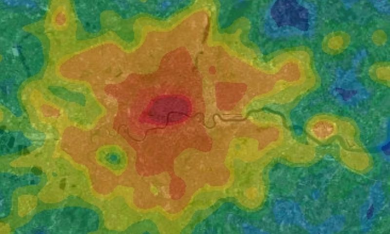 Britse heat map over warmteproductie