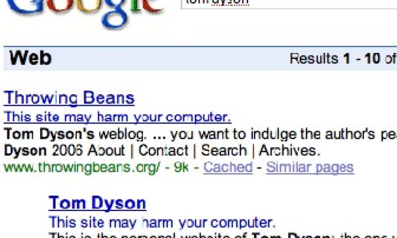 Alle Google zoekresultaten gevaarlijk