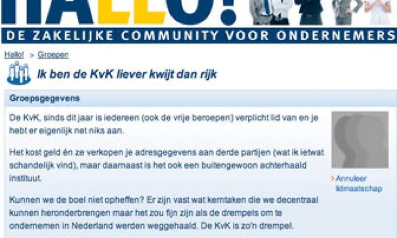 Anti-KvK-actiegroep op website KvK